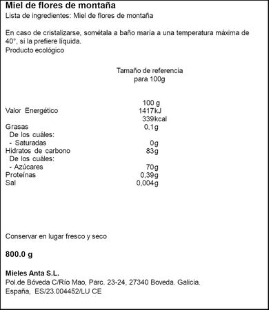 Miel de flores Mel Da Anta 800g
