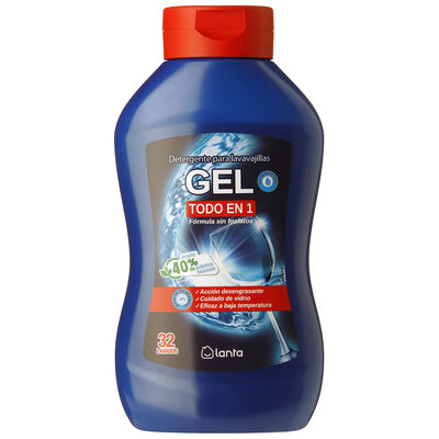Detergente gel vajilla Lanta 32l todo en 1