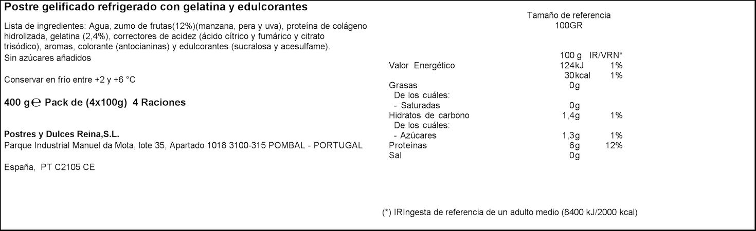 Gelatina 0% MG Reina pack 4 frutos rojos
