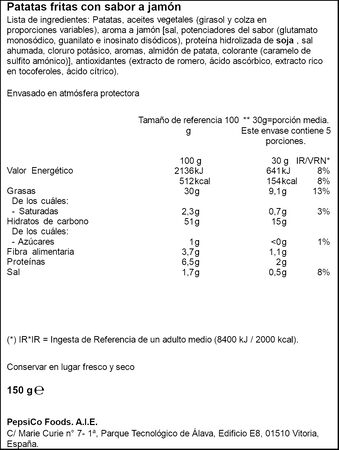 Patatas sabor jam&oacute;n Ruffles 150g