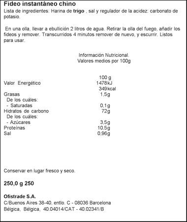 Noodles Soubry 250g instant&aacute;neos