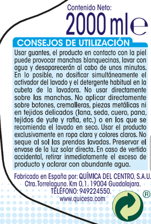 Quitamanchas líquido Lanta 2l para ropa blanca