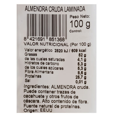 Almendra cruda Alipende 100g laminada