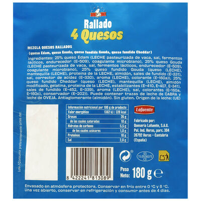 Rallado 4 quesos La Tapería 200 gr