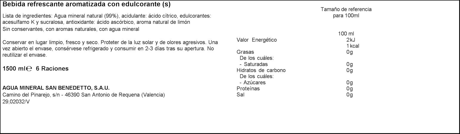 Agua essenzia San Benedetto 1,5l limón