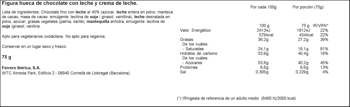 Conejo de chocolate Kinder Sorpresa 75g