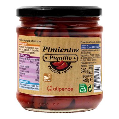 Pimientos de piquillo enteros sin gluten Alipende 260g