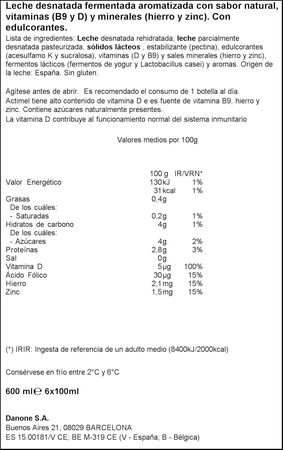 Actimel 0% MG pack 6 natural