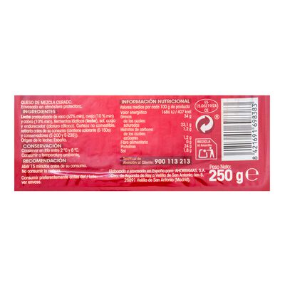 Queso mezcla curado ya cortado Alipende cu&ntilde;as 250g