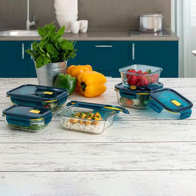 Tupper hermético de vidrio rectangular Quid 64cl astral