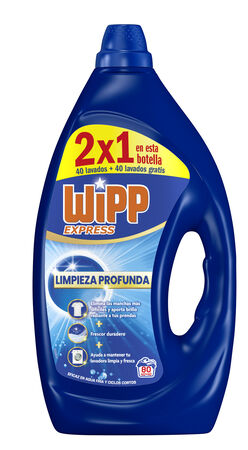 Detergente l&iacute;quido con limpieza profunda Wipp Express 40+40 lavados