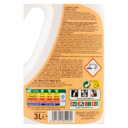 Detergente líquido Lanta 54 lavados Marsella
