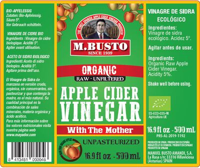 Vinagre bio Manuel Busto 500ml sidra manzana
