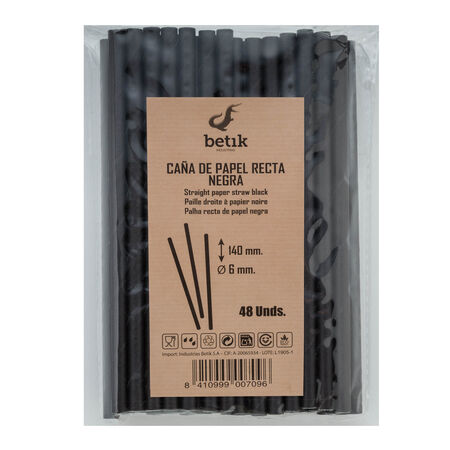 Caña de papel Betik 48 uds rectas negras