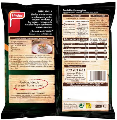 Ensaladilla Findus patata y guisantes superfinos 800g
