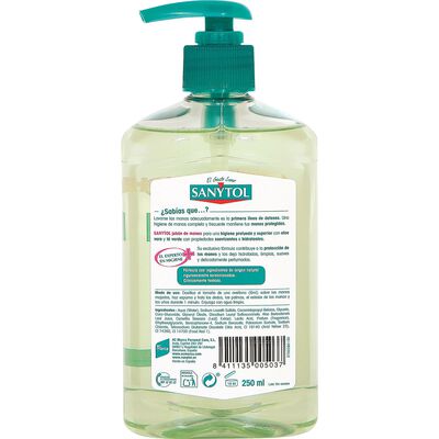 Jab&oacute;n manos Sanytol 250ml hidratante