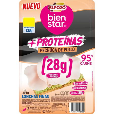 Pechuga de pollo Bienstar +Proteínas Elpozo 130gr