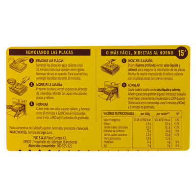 Placas de lasa&ntilde;a El Pavo 18unid