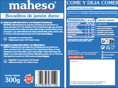 Bocaditosde jamón Maheso 300g