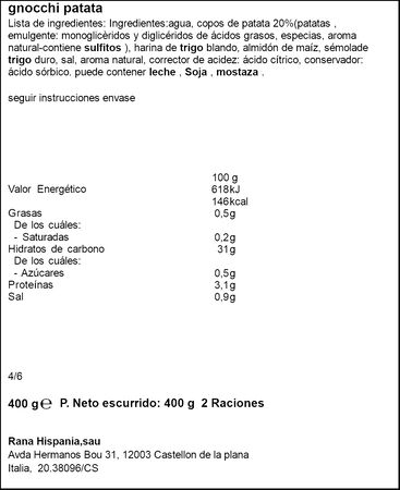 Gnocchi de patata rana con textura suave y sabor tradicional Rana 400g