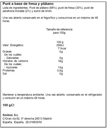 Alimento infantil preparado de frutas ecol&oacute;gico sin gluten Smileat pouch 100g