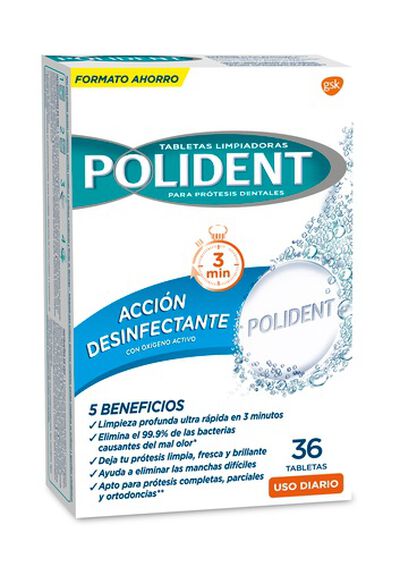 Tabletas limpiadoras Polident 36 uds