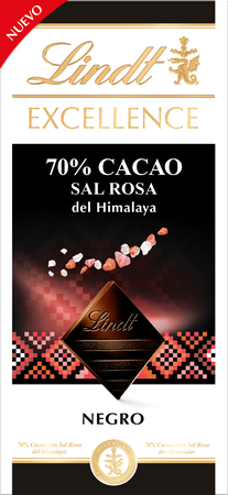 Chocolate negro 70% de cacao y sal rosa del Himalaya Lindt 100g