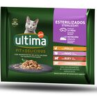 Comida h&uacute;meda gato Ultima Fit & Delicious carne pack 4