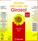 Aceite de girasol Alipende 1l (acidez m&aacute;xima 0,2&ordm;)