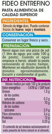 Fideo Alipende 500g entrefino