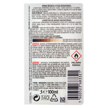 Tinte cabello retoca raíces en spray magic retouch L'Oréal 100ml castaño