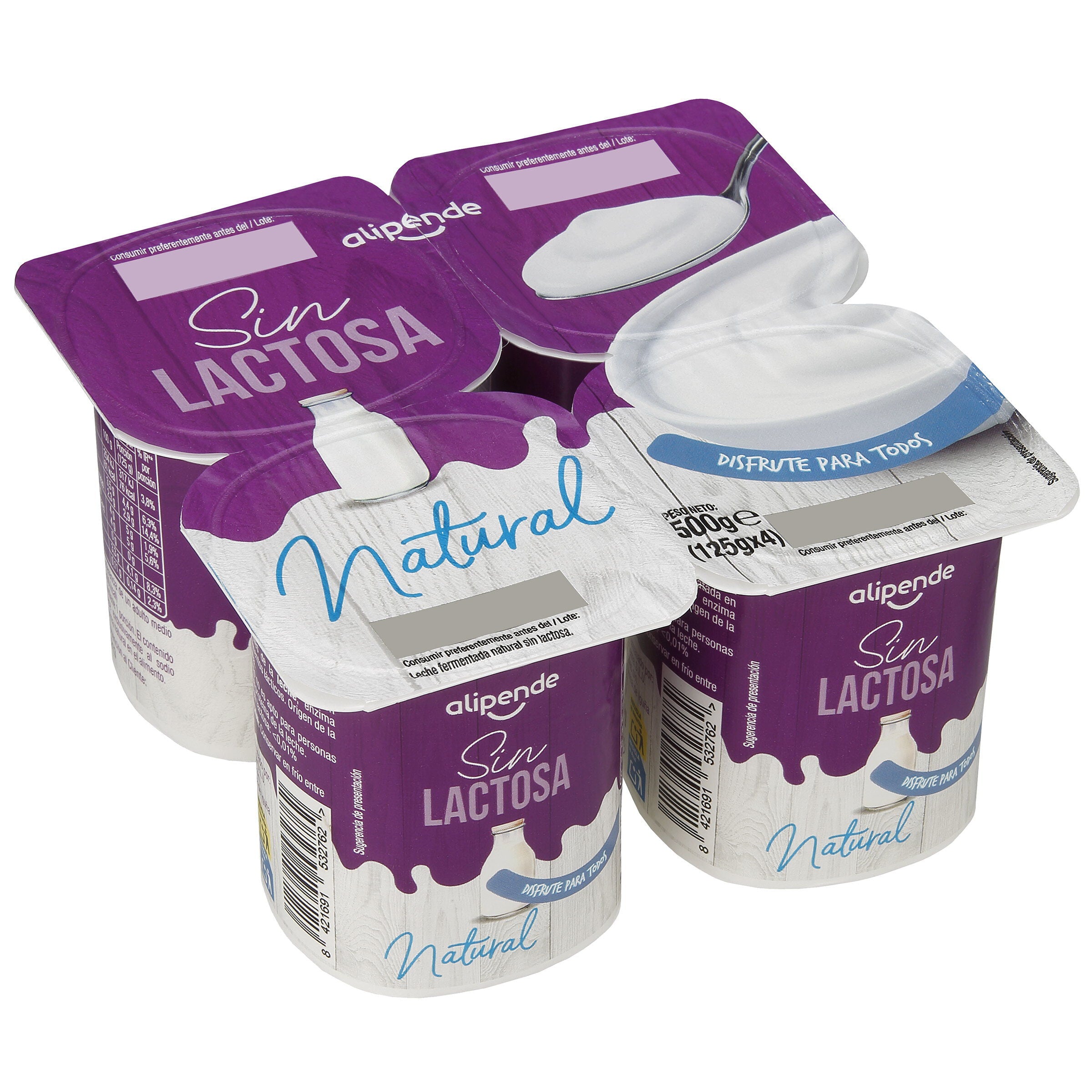 Leche fermentada sin lactosa Alipende pack 4 125g natural