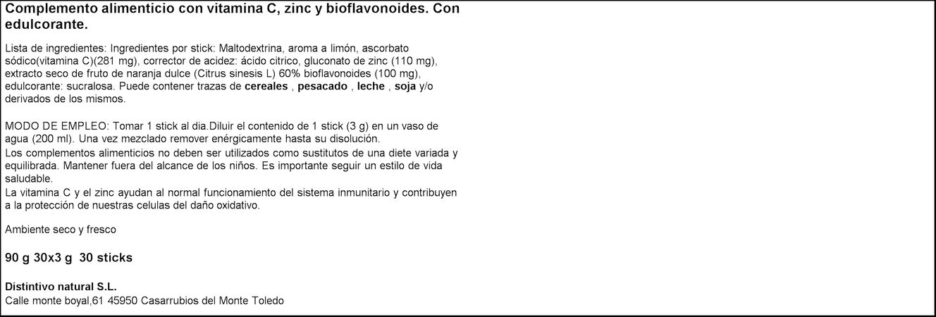 Vitamina C distintivo natural 30 unidades