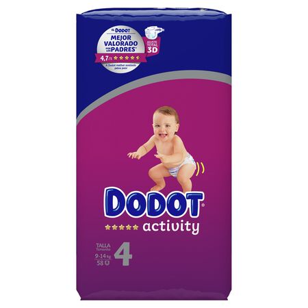Pañales Dodot Activity 58 uds talla 4 , 9kg-14kg,
