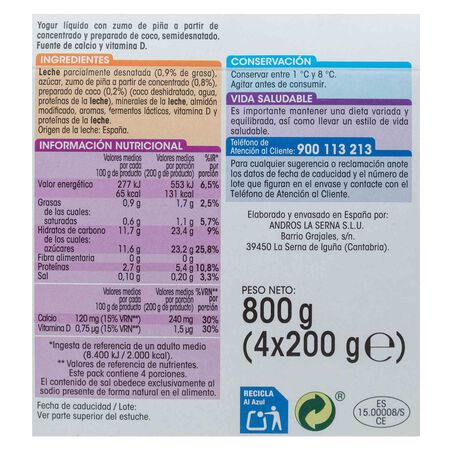 Yogur líquido Alipende pack 4 piña coco