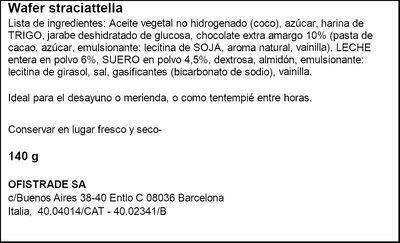 Galleta barquillo stracciatella Tre Marie 140g