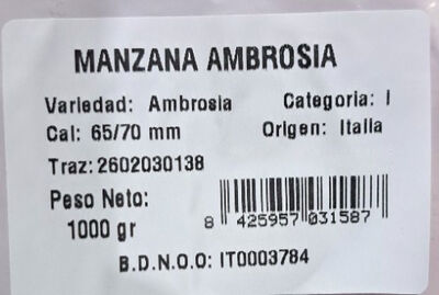 Manzana Ambrosia Bolsa 1k