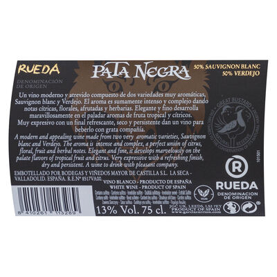 Vino blanco DO Rueda Pata Negra Sauvignon Verdejo