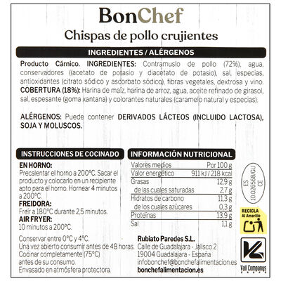 Chispas de pollo crujientes sin gluten Bonchef 400g aprox