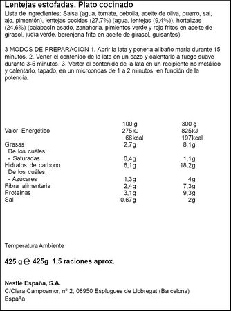 Lentejas con verduras Litoral Vegetal 425g