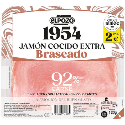 Jam&oacute;n cocido extra 1954 ELPOZO 120+20gr braseado