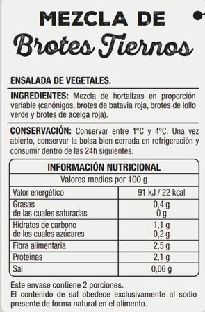 Ensalada brotes tiernos mezcla Alipende 100g