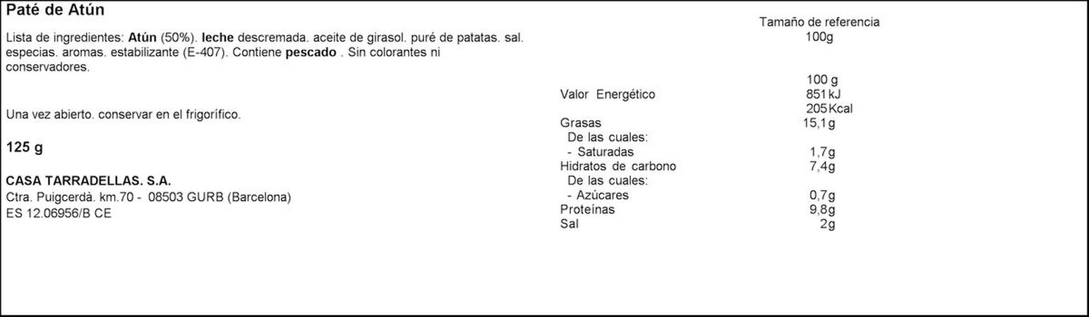 Paté atún Casa Tarradellas 125g