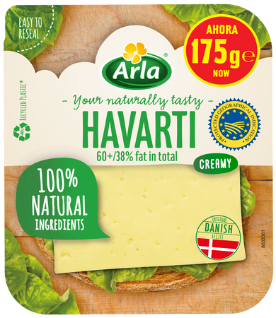Queso havarti lonchas Arla 175 gr