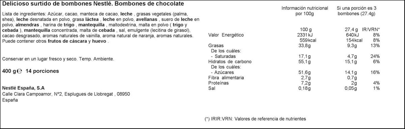 Bombón caja roja Nestlé 400g