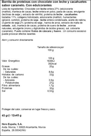 Barrita de proteinas sabor caramelo y cacahuete Corny 45g