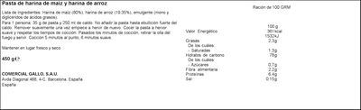 Fideos sin gluten Gallo 450g