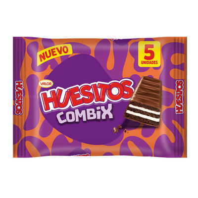 Chocolatinas de chocolate con leche y relleno de nata Huesitos Combix 5unid