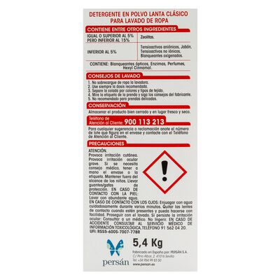 Detergente en polvo Lanta 90 lavados clásico