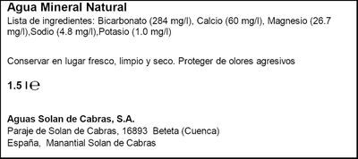 Agua Sol&aacute;n de Cabras 1,5l azul